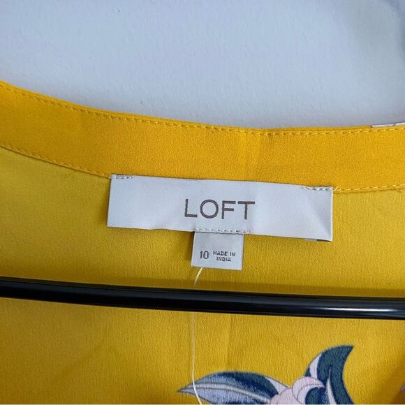 Loft Flutter Floral Print Midi Button Up Sun Dress Size 10 NWT Garden Party - Picture 3 of 9